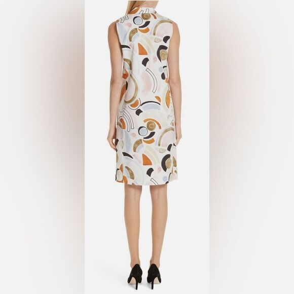 LAFAYETTE 148 New York Abstract Print LYRICAL CURVES Collar Shift Shirt size 10 - Picture 2 of 12